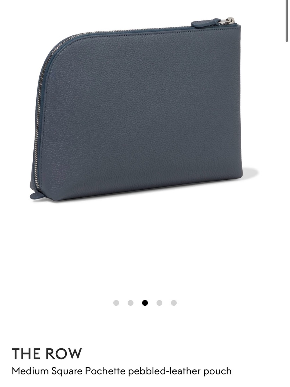 THE ROW
Medium Square Pochette pebbled-leather pouch gray